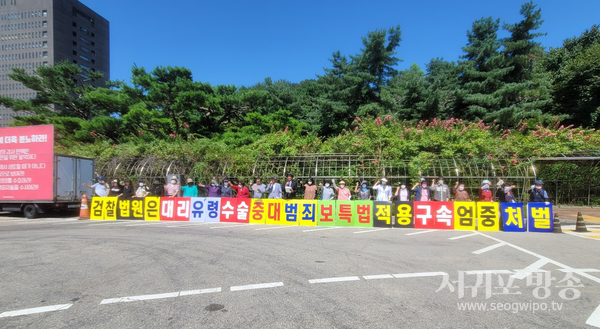 지난 4일 오전 11시 서울중앙지방 검찰청 앞에서 시민사회단체들이 의료계 대리·유령수술로 국민 건강과 귀중한 생명이 위협받고 있다면서 솜방망이 처벌을 규탄하는 기자회견을 개최했다.